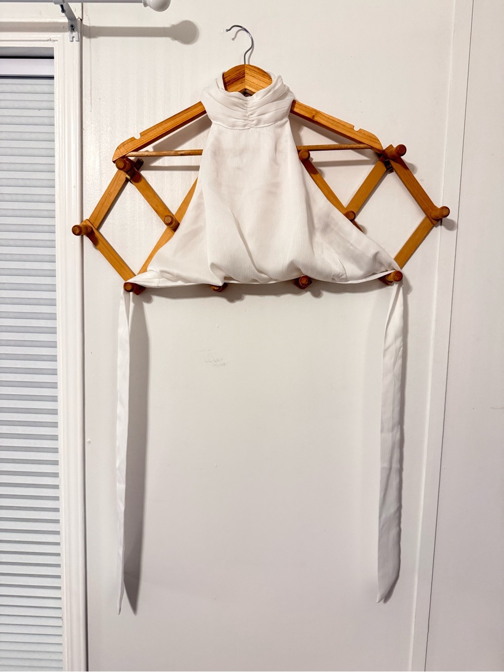 Princess Polly White Halter Crop Top with Tie Straps